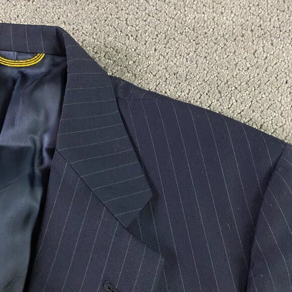 Hart Schaffner Marx Gold Trumpeter Sport Coat Blazer Men's 42 XL Blue Pinstripe - Picture 3 of 14